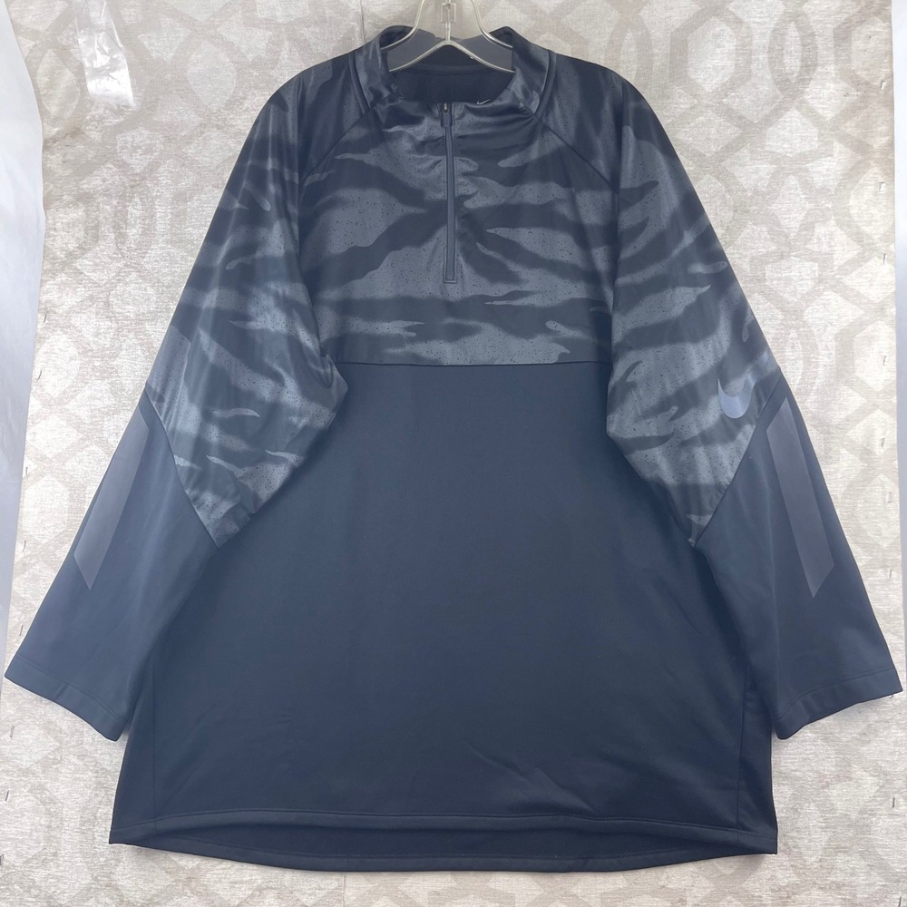 Nike Therma Shield Strike Dri-FIT Mens XXL Tiger Camo 1/4 Zip Top Black Grey